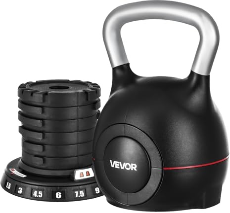 VEVOR Kettlebell, Adjustable Kettlebell with 7 Weight Levels (3.5, 7, 10, 13, 16, 19.5, 22.5 lbs), Die-Cast Aluminum and ABS Material, for Grip Strength Training, Full-body Workout & Cross-Training