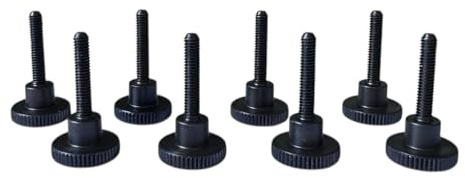 PrecisionGeek® – M4 × 20 mm Rändelschrauben aus Stahl DIN 464 – Brüniert – Flachkopf mit Schultergriff – Set mit 8 Stück
