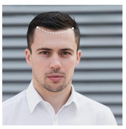 Peluca Hombre Tupé de línea capilar for hombres, forma de V, cabello humano, línea capilar frontal, parche capilar transparente de piel fina Peluquín para hombre(Natural Color,Size-2x16cm)