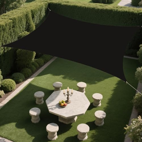 Telo Ombreggiante Esterno, Include Kit di Montaggio, Vele Ombreggianti Rettangolari 4x5 5x6 4x3, Vela Ombreggiante Impermeabile, per Giardino, Patio, Pergola, Giardino,Cortile(Black,6x6m)