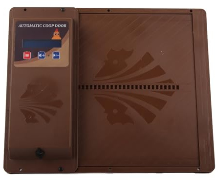 Plyisty Automatische Hühnertür, 2 Steuermodus Horizontaler Öffnen Automatisch Hühner Coop -Türöffner Rostfreie Gänse für Gänse (Brown)