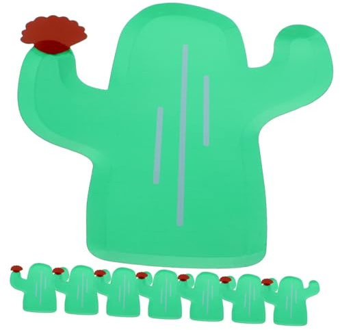 Milisten 8 Pièces Assiettes Papier Cactus Hawaïen Lot de Assiettes Jetables pour Fête Tropicale pour Desserts et Collations et Festives
