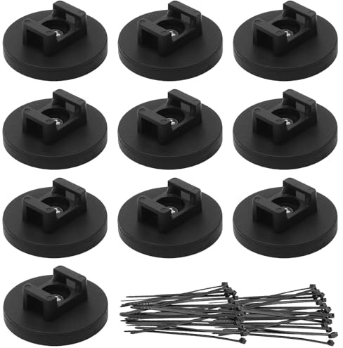 10 supporti magnetici per cavi con fascette magnetiche, base per fascette magnetiche, supporto per cavi in filo nero, per l'organizzazione di cavi per auto, ufficio e casa