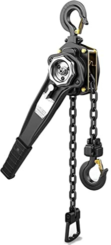 Palan Manuel à Chaîne à Levier 5/10 Avec 2 Crochets Robustes Et Chaîne En Acier Au Manganèse G80, Capacité De 0,75/1/1,5/2/3 Tonnes. Palan à Chaîne à Cliquet Daul, Pour Garage, U(Size:1T,Color:5ft)