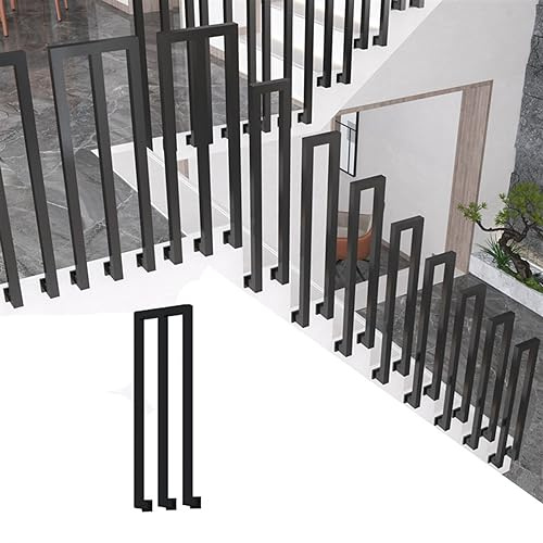 Scala quadrata in ferro battuto nero, design a forma di M, confezione da 2, ideale per terrazze da giardino, patio, balcone, uso interno ed esterno, soluzione durevole ed elegante per ringhiere