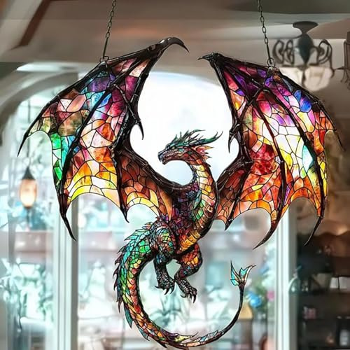 Sheremart Dragonglint,The Sun Catcher That Lights up Your Window and Your Spirit,Fantasy Dragon Suncatcher,2d Acrylic Window Hanging Decor,Halloween Mystery Drago-n Sun Catch-er (01#)