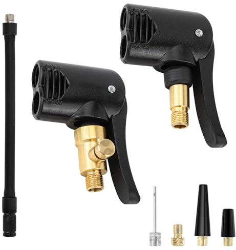 QINGHEC 7 Stück Französisches Ventil Adapter, Schlauch für Reifenfüller 17.4cm, Autoventil Hebelstecker Autoventil Adapter Messing, Fahrradventil Adapter für Auto, Fahrrad, Moto - Deflatable