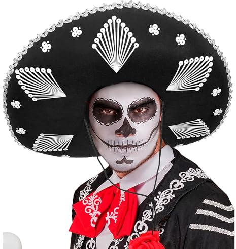 W WIDMANN MILANO Party Fashion - Sombrero Hut für Erwachsene | Kopfbedeckung 57 cm für Mexikaner Kostüme, Dia de los Muertos, Karneval und Mottopartys