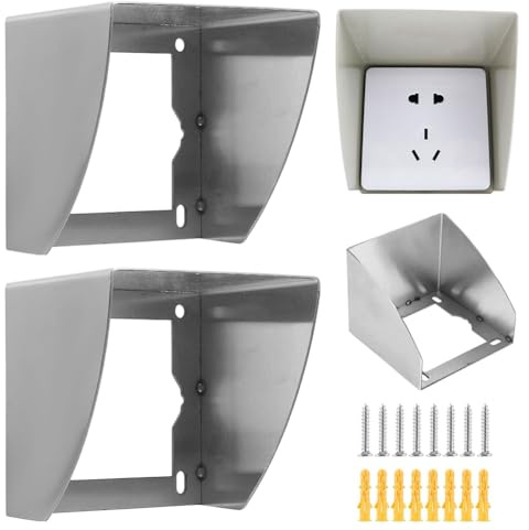 Steckdose Regenschutz Edelstahl,Draussen Aussensteckdose Wasserdicht,Aussenbereich Steckdosenschutz，Edelstahl Steckdosenabdeckung,für Badezimmer,Toilette,Außenbereich,2 Stück