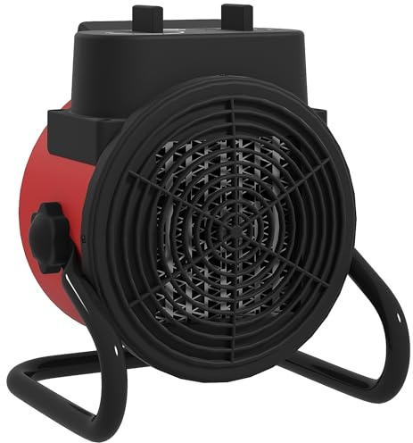 HOMCOM Ceramic Space Heater, 2000W Portable Fan Electric Heater with 3 Modes, Adjustable Thermostat, Handle, Overheat Protection, Low Energy for Bedroom, Home, Office, Workshop, Red