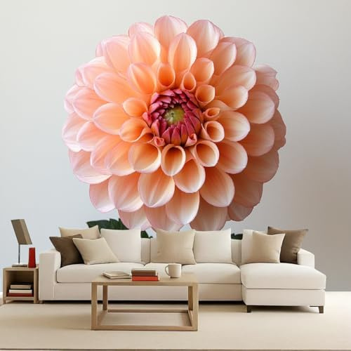 Générique Papier Peint Panoramique Fleurie, Décoration Murale Dahlia Rose, Illusion Optique 3D Fresque Murale Art Mural Décoratif Moderne Salon Chambre Enfant Facile À Installer 200X140cm