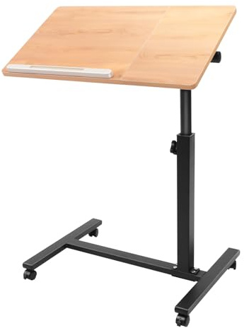 PINYELIN Mobil ståbord med hjul och bromsar, 360° justerbart rullskrivbord, bärbart laptopskrivbord, nattduksbord, laptopbord för soffa, hem, kontor (max 2 kg)