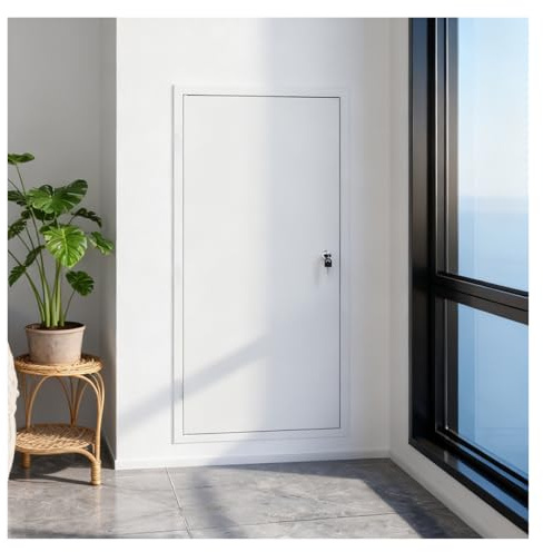 JYHHCYS VVS åtkomstpanel för gips, metall infälld montering vägginspektion dörr för el HVAC, anpassningsbar infälld vindstjänst dold lucka med nycklar (83 x 150 cm)
