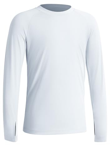 Niksa T-shirt UV à manches longues pour enfant, UPF 50+, séchage rapide, Rashguard pour garçons de 6 à 16 ans, sports nautiques, maillot de bain, 14-16 ans