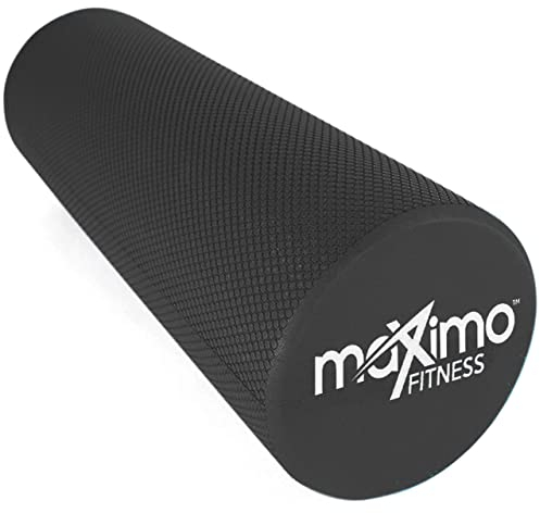 Maximo Fitness Fascia Roller for Spine and Back, Legs, Arms - Medium Hard Massage Roller for Yoga, Pilates, Regeneration After Sports (Black, 15 cm x 45 cm)