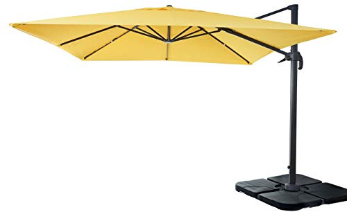 Mendler Gastronomie-Ampelschirm HWC-A96 3x3m Polyester | Sonnenschirm, (Ø4,24m), Alu/Stahl, 23kg, mit Ständer, drehbar