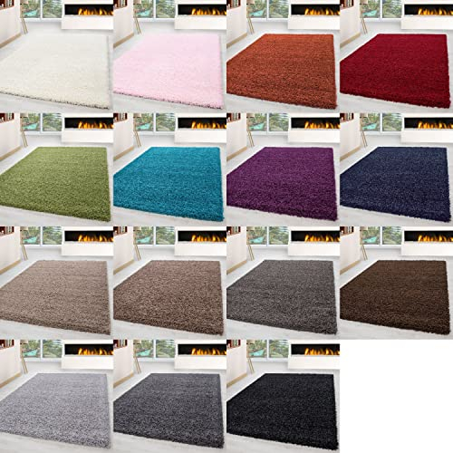 HomebyHome Teppich Rund Hochflor 80 cm Rund - Shaggy Teppich Wohnzimmer Braun Extra Weich und Flauschig - Langflor Teppiche für Schlafzimmer, Küche, Flur - Carpet, Halı, Kilim