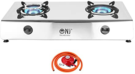 NJ-200SD Indoor Gas Stove - 2 Burner Portable Gas Hob LPG Cooker 8.8kW (Propane Gas 27mm Clip-on)