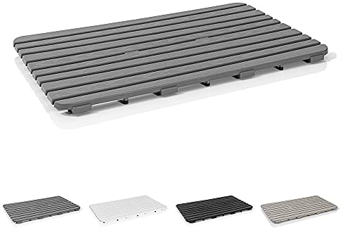 Pedana Doccia Antiscivolo Rettangolare, 80x50x2.5 cm, PP Alta Resistenza Ideale per Interno Esterno (Grigio)