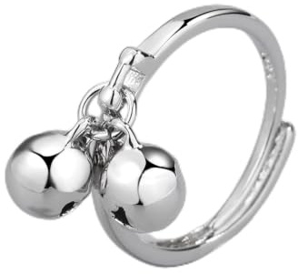 HCMA Anello regolabile con anello a dito aperto con doppia campana in argento 925 per gioielli da donna con accessori minimalisti