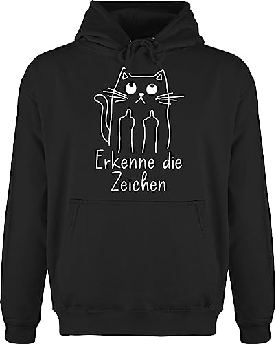 Shirtracer - Hoodie Herren Pullover Männer - Sprüche Statement mit Spruch - Katzensprüche Lustig Katze Katzenfan Geschenk Erkenne die Zeichen