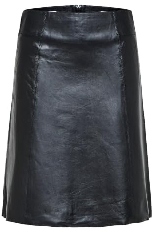 SELECTED FEMME kvinnlig läderkjol mini, svart, 34