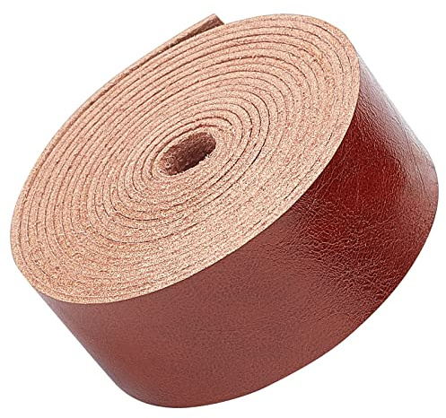 GORGECRAFT Brauner Lederriemenstreifen 1,79 cm Breit (2) Zoll Lang Litschi-Muster Ledergürtelwickel Einseitig Flache Kordel Für DIY Handwerk Projekte Kleidung Schmuck Verpackung Herstellung