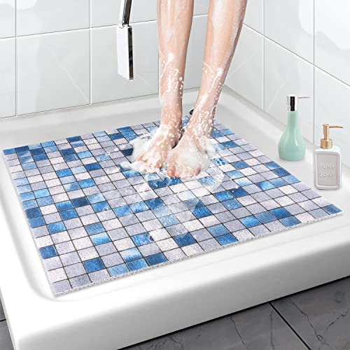 rutschfeste Duschmatte: 60x60 cm Quadratische weiche PVC-Loofah Duschmatte mit Drainagelöchern, schnelltrocknend, schimmelresistent und BPA-frei für die Innendusche