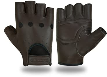 BLACKWILD Fingerlose Handschuhe | Ohne Finger Leder Motorradhandschuhe Herren und Damen| Fingerlos Fahrradhandschuhe,Gym Fitness Handschuhe auch für MTB und Taktische