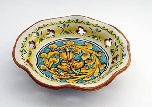 Generico Ciotola grande in ceramica siciliana giallo e verde di santo stefano di camastra decorata a mano Gianluca Art 22