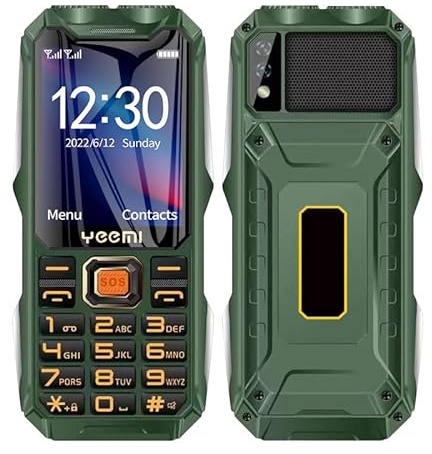 2G Rugged Phone, Unlocked Cell Phone for Seniors/Kids, Elderly Mobile Phone with 2.6in Screen, 16800mAh Battery, Dual LED Flashlight, Big Speaker, SOS, Radio, Bluetooth(Green)