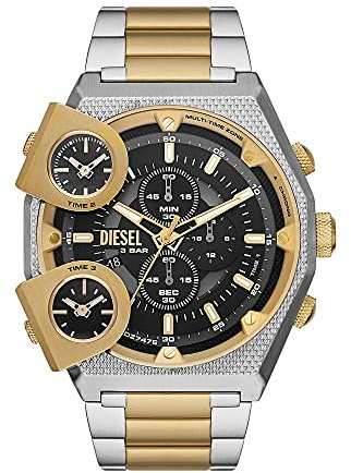 Diesel Herrenuhr Sideshow, QuarzZweizeigerwerk, 51MM zweifarbiges Edelstahlgehäuse mit Edelstahlarmband, DZ7476