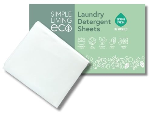 Simple Living Eco, Laundry Detergent Sheets, Simplify Your Washing With Our Compact Laundry Sheets, Eco Washing, Non Bio & Skin-Friendly, (32 Sheet Pack, Spring Fresh) 1 Pack