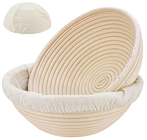 Banneton Lot de 2 corbeilles à pain rondes en rotin SnailDigit 22,5 cm pour la fabrication de pain artisanale pour boulangers professionnels et amateurs