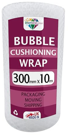 Envoltura acolchada de burbujas para embalaje y correo, burbujas de aire pequeñas pesadas, rollo de 300 mm x 10 m, embalaje o almacenamiento (300 mm x 10 m)