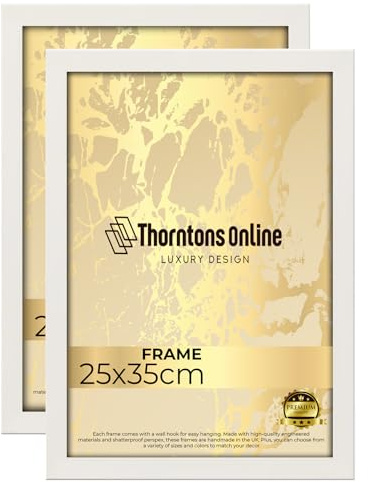 Throntons Set of 2 White Frames B4-25 × 35 cm MDF Wood Photo Picture Poster Frame with Acrylic Glass Portrait or Landscape Wall Mount Decoration