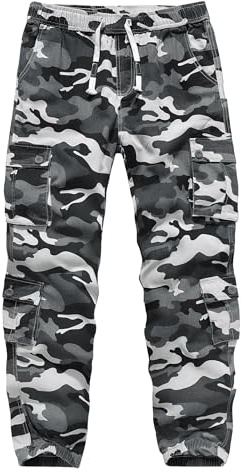 APTRO Pantaloni cargo da uomo mimetici per il tempo libero con vita elastica, pantaloni da lavoro lunghi in cotone, pantaloni da jogging con 8 tasche LT23, L