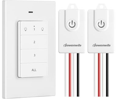 DEWENWILS Wireless Light Switch Kit, No Wiring Needed, 230V 10A 2300W Remote Control Light Switch, 30M Control Range, Programmable & Expandable, UKCA Listed