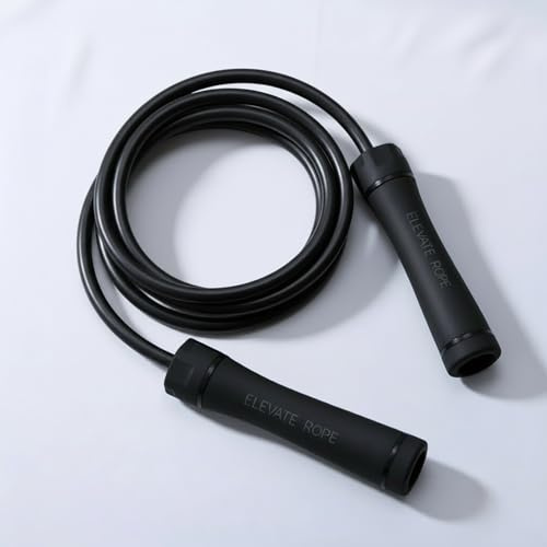 Elevate Rope Gewichtetes Springseil 10 mm, 3 m verstellbar | Schweres PVC-Kabel für Kraft und Ausdauer, ergonomische Griffe entlasten die Handgelenke, gratis Trainings-App