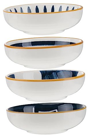 TOPBATHY Ceramic Sauce Dishes and Seasoning Bowls Set 4pcs Japanese-Style Small Round Food Sauce Plates Glazed Undercoat Porcelain for Appetizers and
