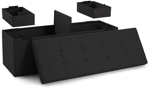 Blumtal Banc de Rangement + 2 boîtes supplémentaires - Banc de Chambre 110x38x38 cm - Noir