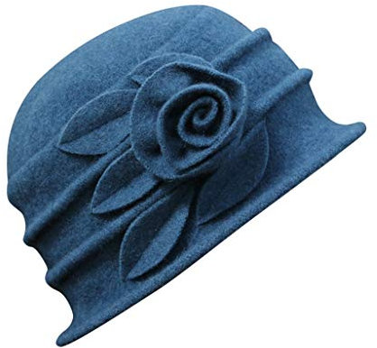 Pferdeschwanz-Kappe Wolle Winter Blume Glocke Vintage Eimer Elegante Damenhut Kappe Damen Caps Kurzes Visier Baseballkappe, blau, Einheitsgröße
