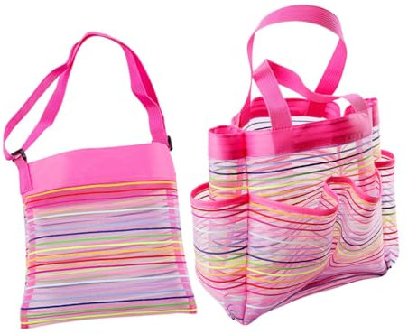 Alasum 2piezas Bolsas De Playa Resistentes De Malla para Juguetes Portátiles para Conchas Marinas Coloridas Adorable para Baño