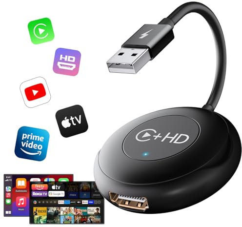 UWECAN Mate TV per Auto, CarPlay Wireless con Adattatore Multimediale HDMl per CarPlay Cablato di Fabbrica a Wireless, Converter Mate TV per iPhone