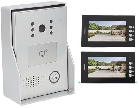Smart Doorbell, Wireless Video Doorbell with 7 Inch High Definition Screen, 120 Degree Wide Angle Lens, 2 Units Card Access Control Video Intercom Doorbell for House Office (UK