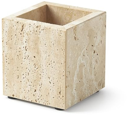 Zahnbürstenhalter aus echtem Travertin-Marmor, Stifthalter, Make-up-Pinselhalter und Utensilienhalter, rechteckiger Badezimmerbecher, langlebiger Organizer für Büro und Zuhause