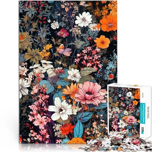 Puzzle da 1000 pezzi per adulti e adolescenti “Fiori di prato” Fatto di legno，Adatto a partire dai 14 anni Giochi educativi Gioco di decorazione della casa. Regali interessanti per ridurre lo stress。