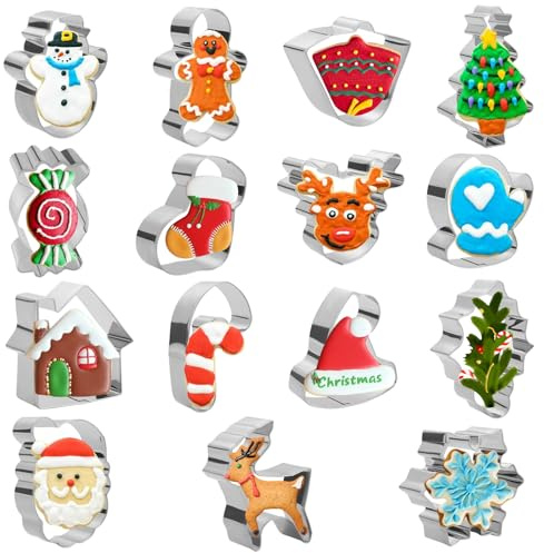 15 Stück Weihnachts Ausstechformen Set Aus Rostfreiem Edelstahl - Weihnachtliche Ausstecher Für Kinder Zum Backen, Sicher Und Spülmaschinenfest Keksausstecher Für Plätzchen, Kuchen & Fondant.