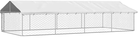 Homgoday Outdoor-Hundezwinger Sicherheit & Komfort | Verzinkter Stahl | 600x300x150 cm | Mit Dach & Riegelsystem Model171502