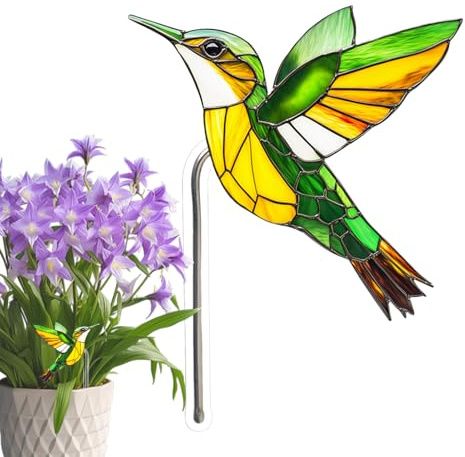 Fyrdyn Piquet de Jardin Décoratif | Piquet d'Oiseau en Acrylique pour Extérieur - Résistant aux Intempéries avec Effet Vitrail pour Parc Massif Bord de Piscine Orchidées Cactus